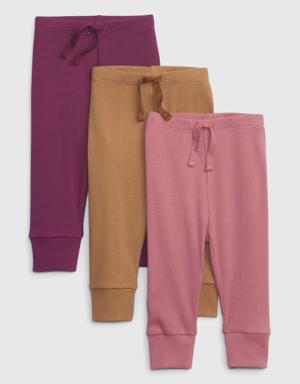 Baby 100% Organic Cotton Rib Pants (3-Pack) pink