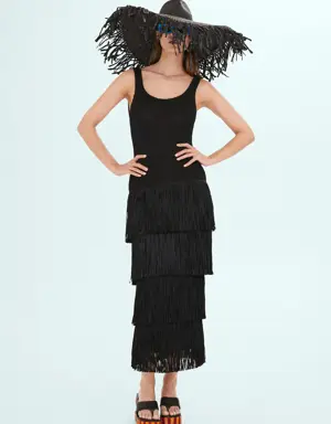 Knitted dress with fringe design