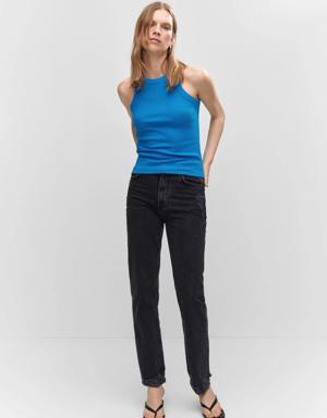 Ribbed cotton-blend top