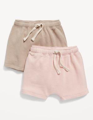 U-Shape Thermal-Knit Shorts Set for Baby pink