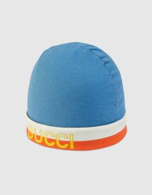 Baby cotton hat with Gucci print