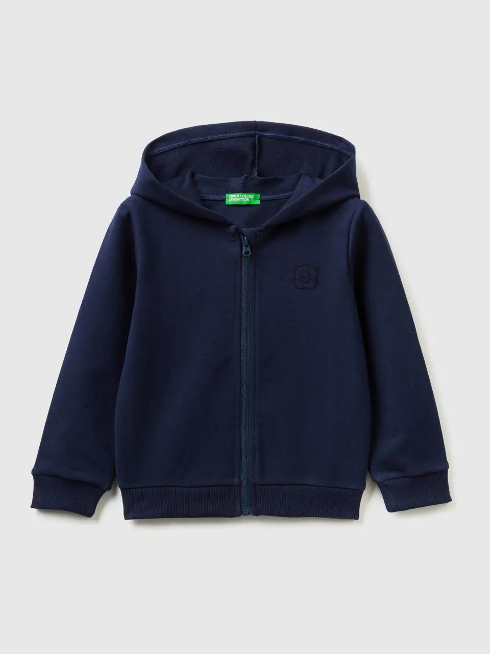 Benetton warm sweatshirt with zip and embroidered logo. 1