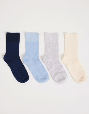 4'lü Paket Kadın Soket Çorap Desenli