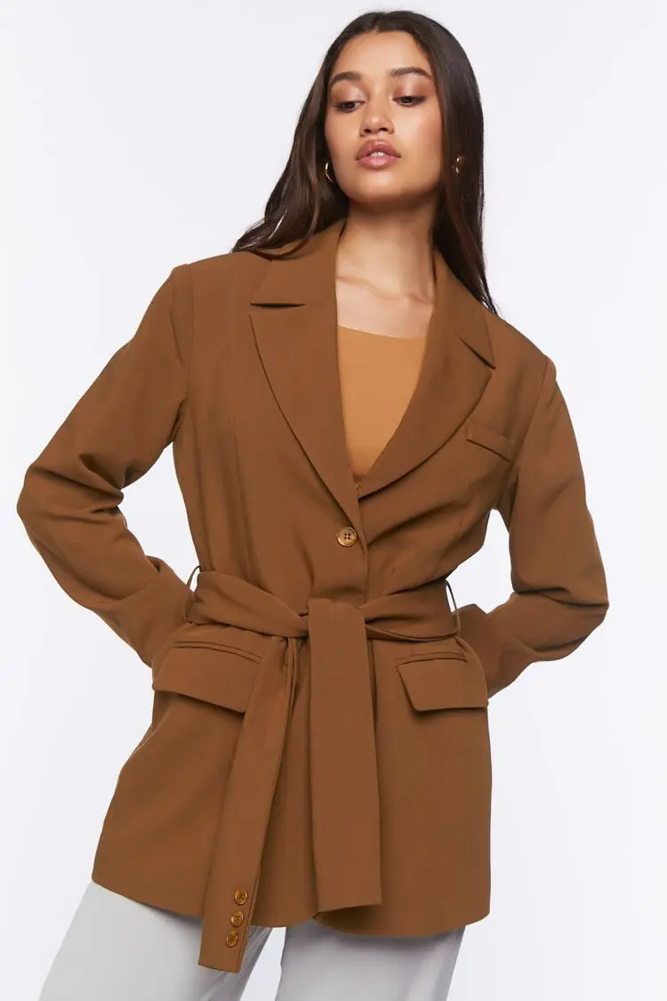 Forever 21 Forever 21 Belted Notched Blazer Almond. 1