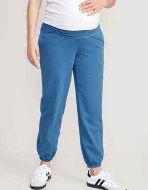 Maternity Rollover-Waist Jogger Sweatpants blue
