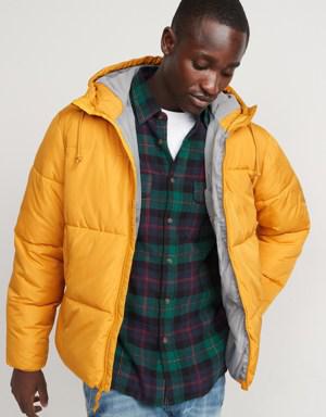 Frost-Free Water-Resistant Hooded Puffer Jacket for Men yellow