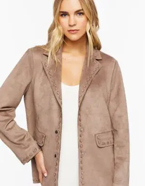 Forever 21 Faux Suede Peak Lapel Blazer Mocha