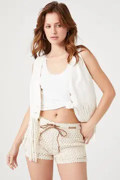 Forever 21 Forever 21 Crochet Drawstring Shorts Vanilla/Multi. 2