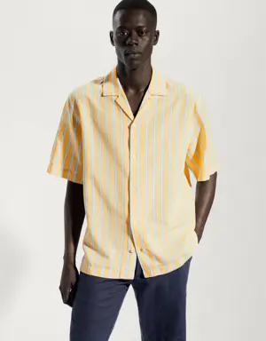 Mango Striped cotton linen shirt