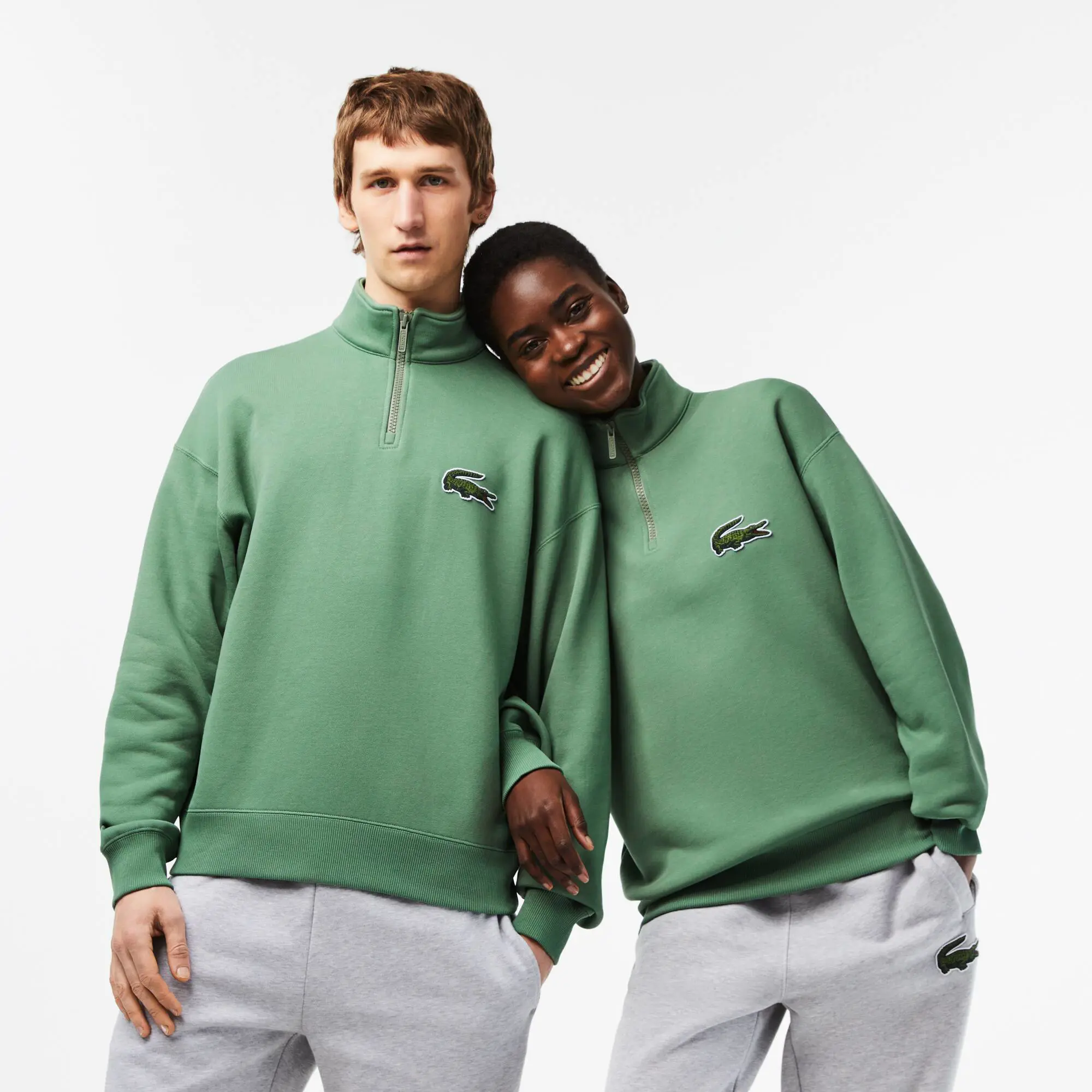 Lacoste Sweatshirt Jogger unisexe col montant zippé en coton biologique. 1