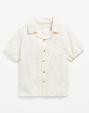 Short-Sleeve Textured-Dobby Shirt for Toddler Boys white