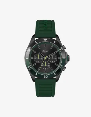 Montre chronomètre Tiebreaker noire avec bracelet vert en silicone