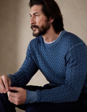 Wool-Cashmere Cable Sweater blue