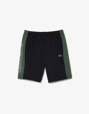 Printed Unbrushed Fleece Colourblock Jogger Shorts