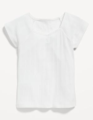 Old Navy Short-Sleeve Pointelle-Knit Cinched Top for Girls white