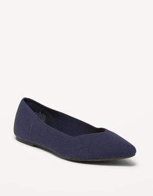 Textured-Knit Pointy-Toe Ballet Flats for Women blue