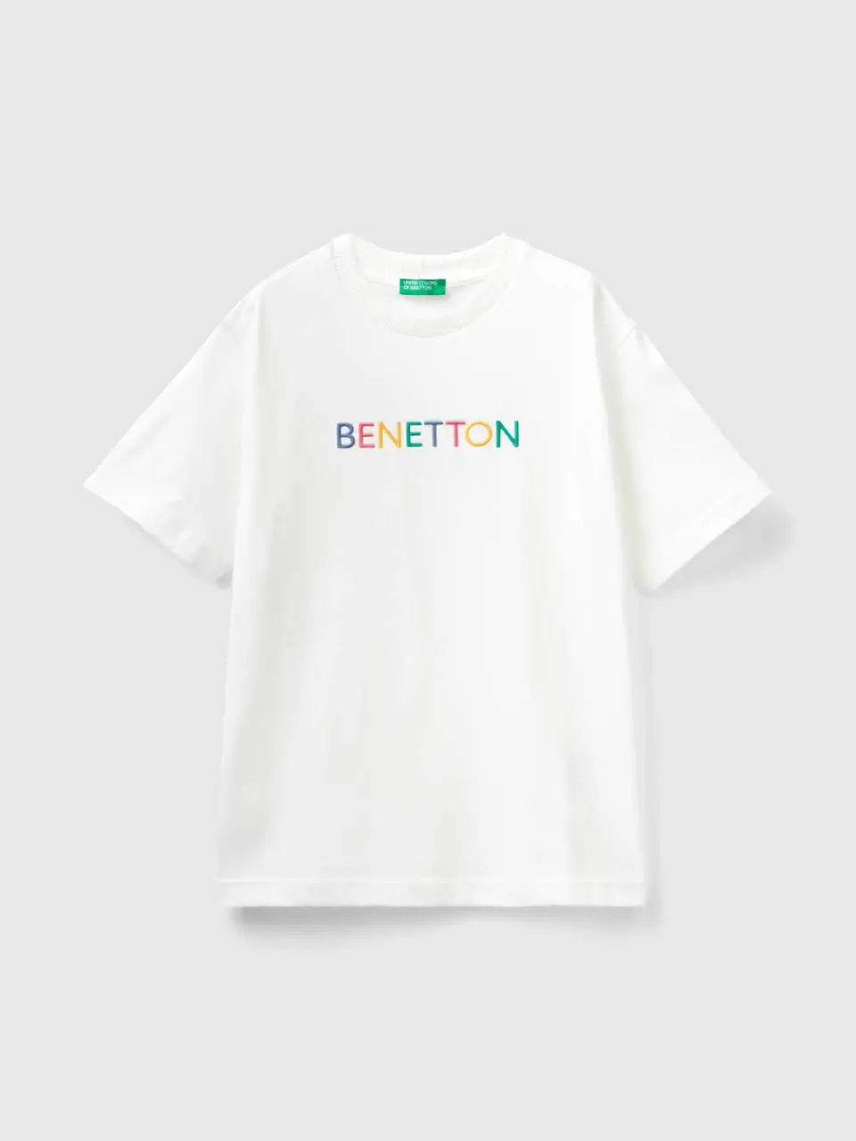 Benetton white t-shirt with embroidered logo. 1