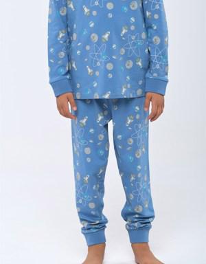 Space Erkek Çocuk Pijama Takımı İNDİGO - Pijama