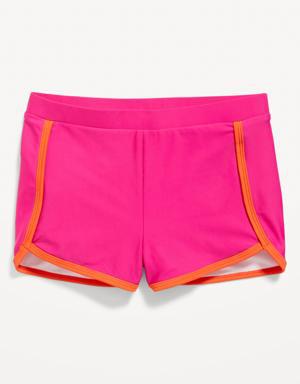 Dolphin-Hem Swim Shorts for Girls pink