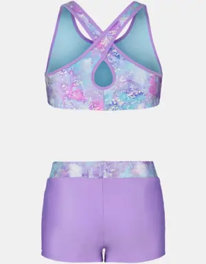 Girls' UA In the Mix Racerback Top & Boyshort 2-Piece Swim Set