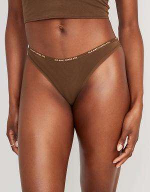 Low-Rise Logo Graphic Thong Underwear brown