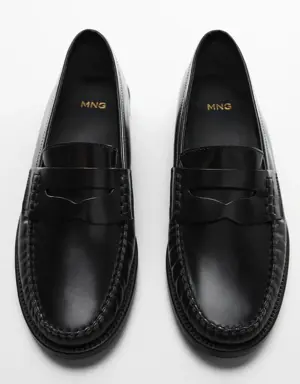 Mango Leather penny loafers