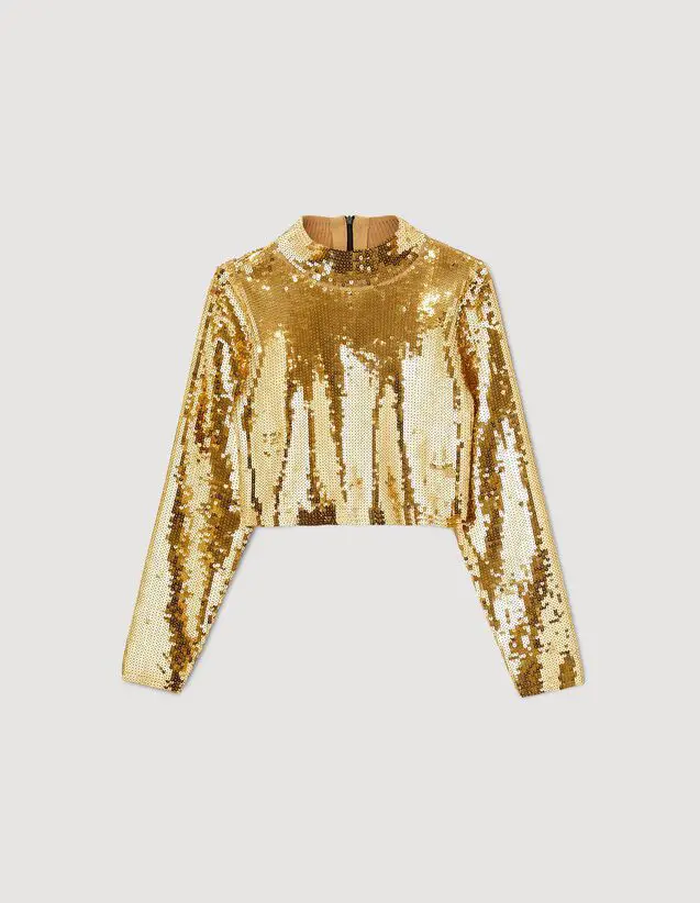 Sandro Cropped knit sweater with sequins. 2