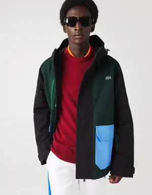 Blusão de sarja color block impermeável Lacoste para homem