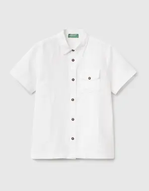 short sleeve shirt in linen blend