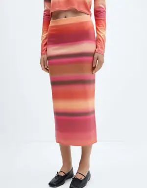 Gradient-print knitted skirt