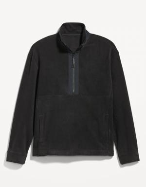 Loose Microfleece Half-Zip Sweatshirt for Men black