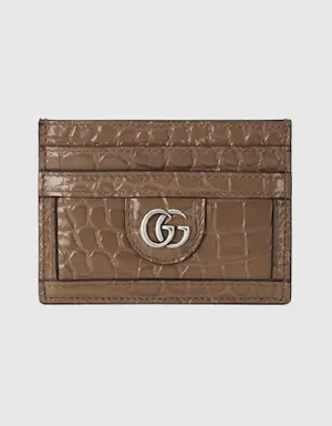 Crocodile card case with Double G