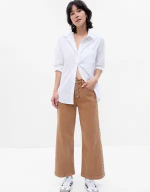 Gap High Rise Stride Wide-Leg Ankle Jeans brown