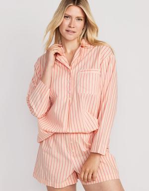 Old Navy Maternity Printed Poplin Pajama Shirt and Shorts Set pink