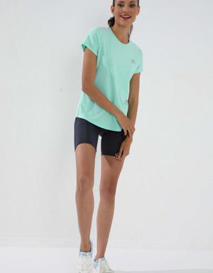 Mint Yeşili Basic Kısa Kol Standart Kalıp O Yaka Kadın T-Shirt - 97144