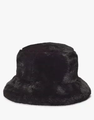 Faux Fur Long Brim Bucket Hat