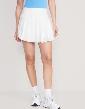 High-Waisted StretchTech Pleated 2-in-1 Skort for Women white