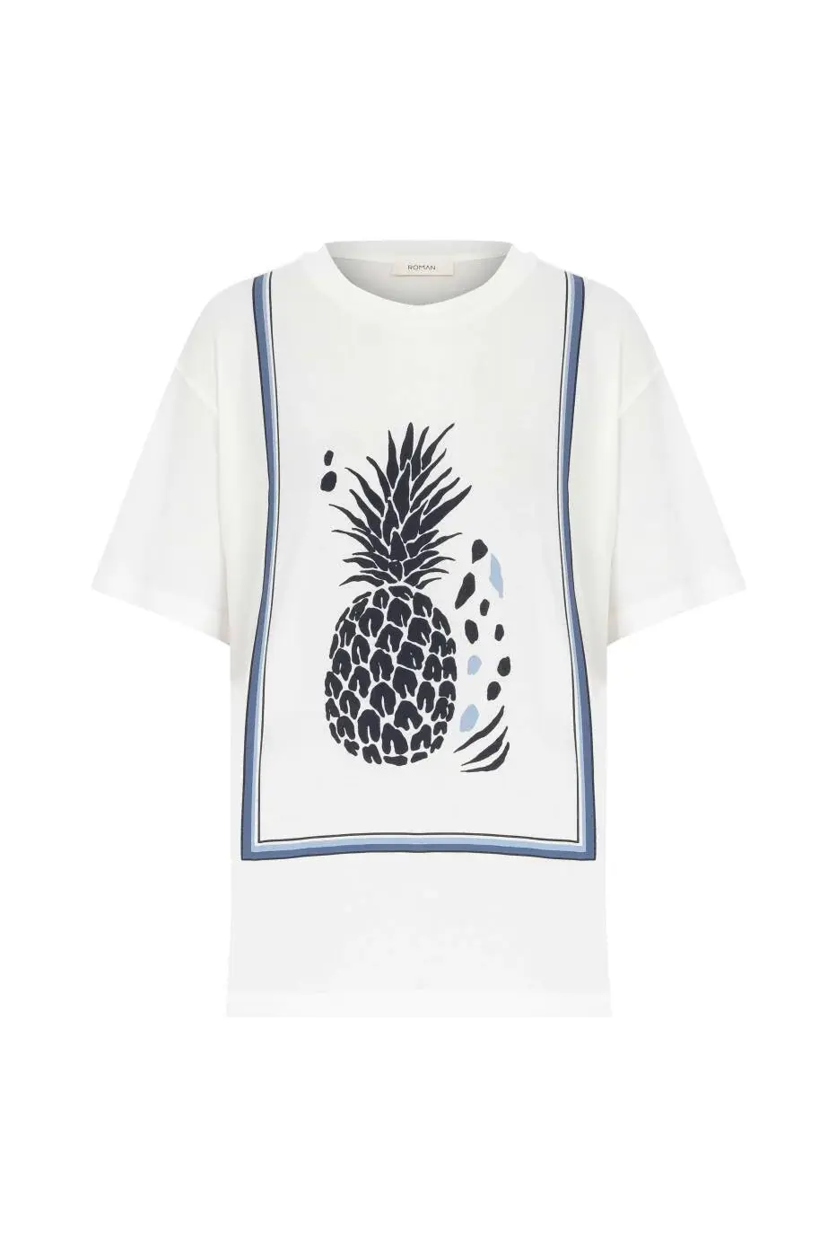 Roman White Pineapple Print Women's T-shirt - 1 / White. 1