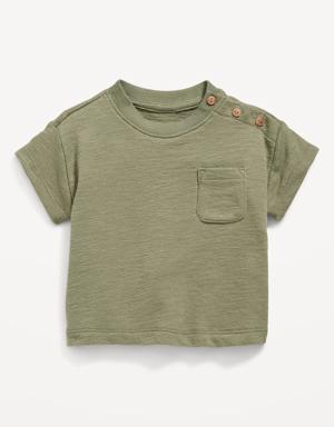 Old Navy Unisex Solid Buttoned Pocket Textured-Knit T-Shirt for Baby brown