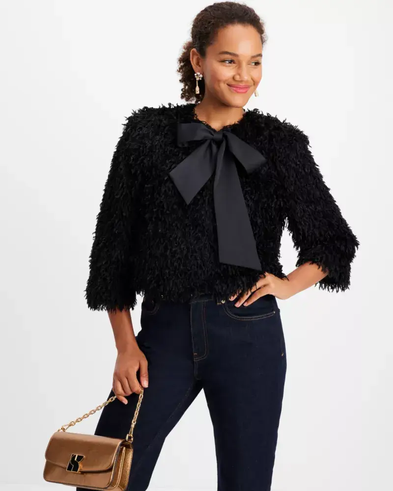 Kate Spade Faux Feather Bow Jacket. 2