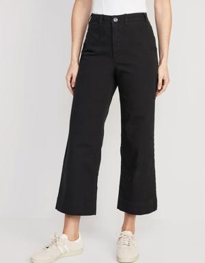 Old Navy High-Waisted Wide-Leg Cropped Chino Pants black