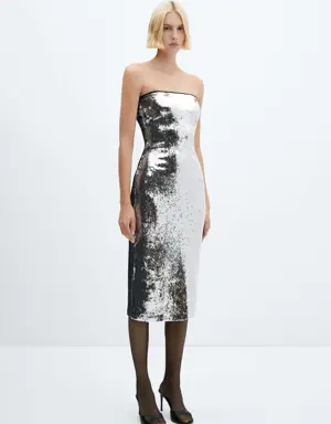 Strapless sequined dress