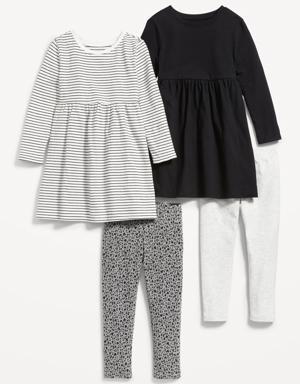 Long-Sleeve Dress and Leggings 4-Pack for Toddler Girls multi