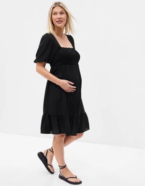 Maternity Smocked Midi Dress black