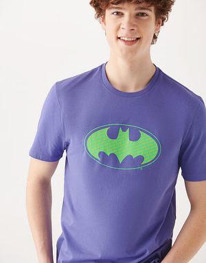 Batman Baskılı Mor Tişört