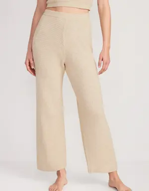 High-Waisted Slouchy Waffle-Knit Wide-Leg Lounge Sweatpants for Women beige