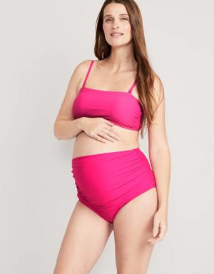 Maternity Rollover-Waist Swim Bottoms pink