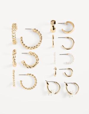 Gold-Plated Open Hoop Earrings Variety 8-Pack for Women gold
