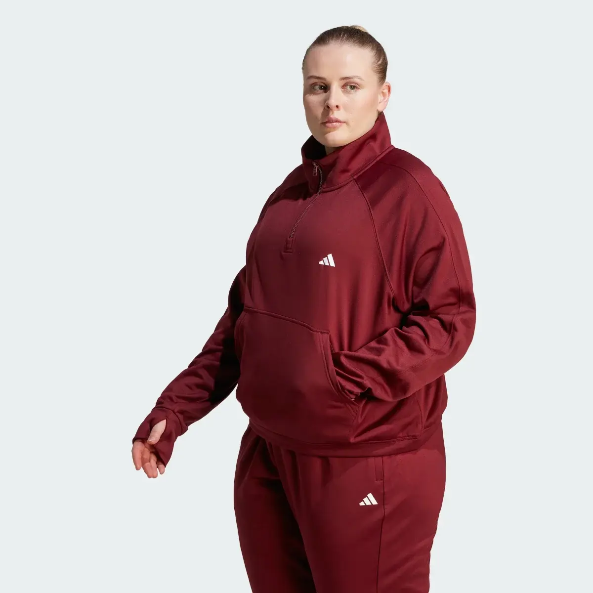 Adidas Aeroready Game & Go Quarter-Zip Fleece Eşofman Üstü (Büyük Beden). 2