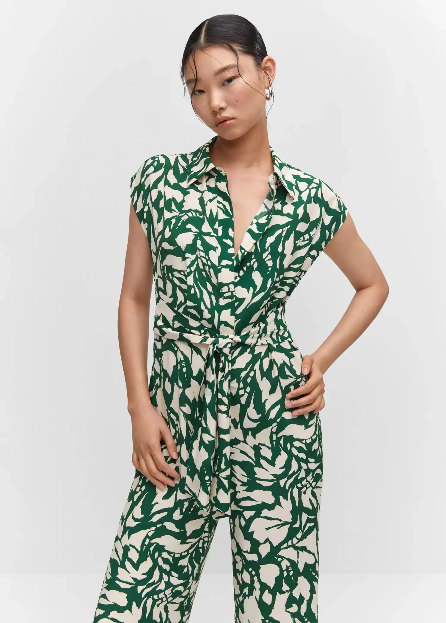 Mango Printed jumpsuit with bow. 1